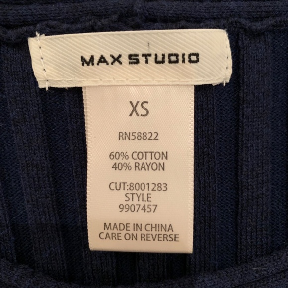 Max Studio Blue Ribbed Long Sleeve Sweater Dress Bell Sleeves Size XS - Picture 10 of 11